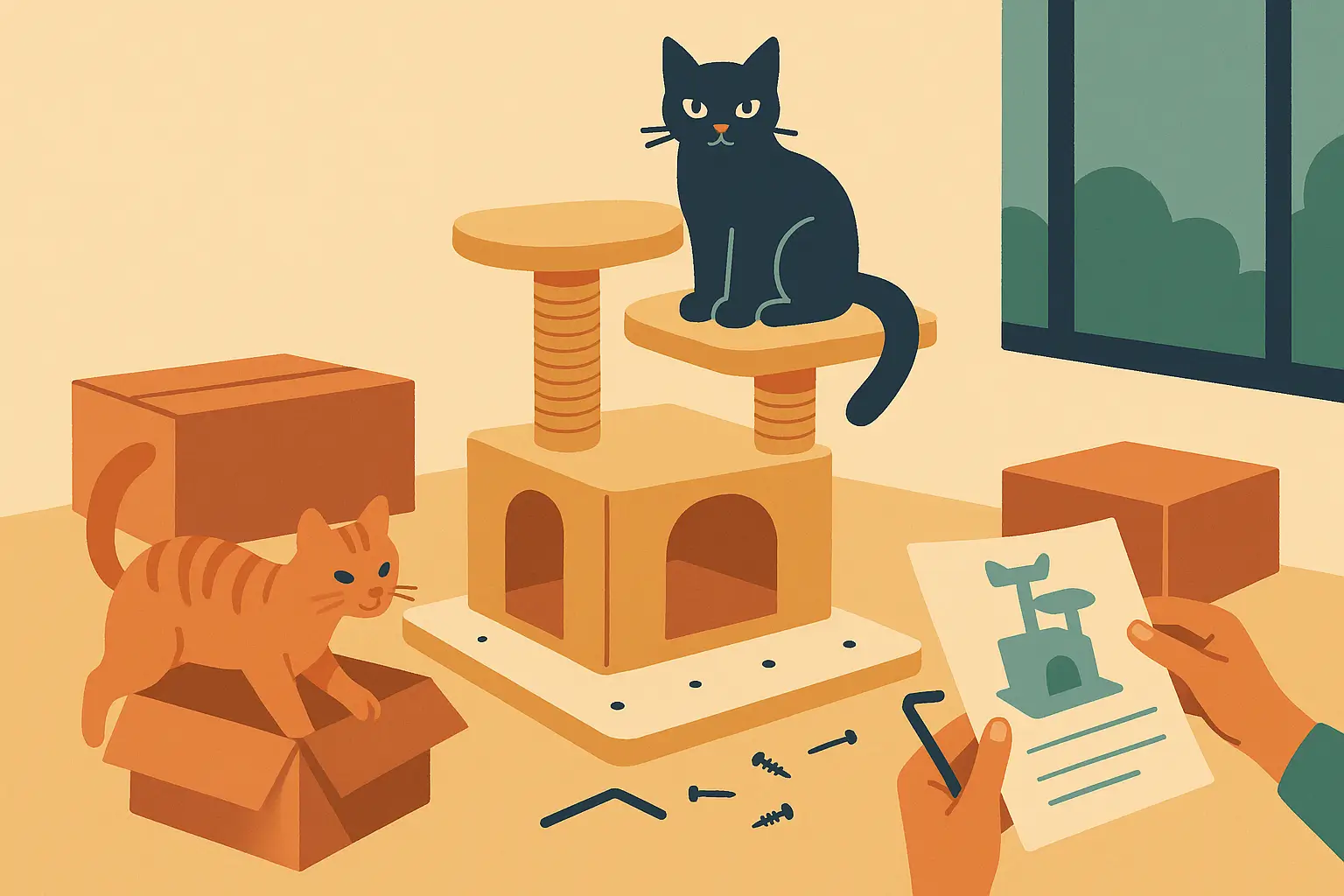 do cat trees come assembled