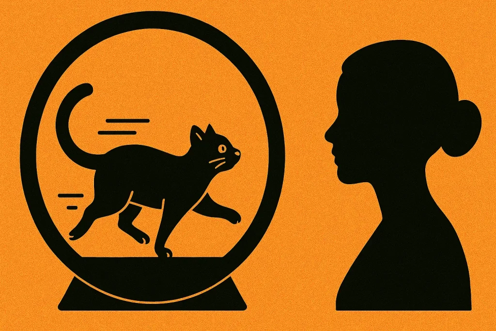 ρόδες γάτας για να ηρεμήσει μια ενεργητική γάτα