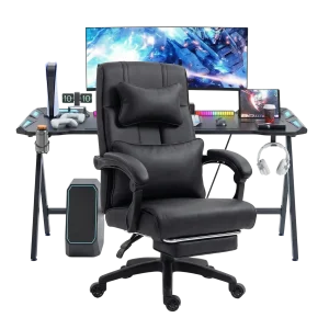 120cm LED Gaming Desk and Chair Bundle - Black