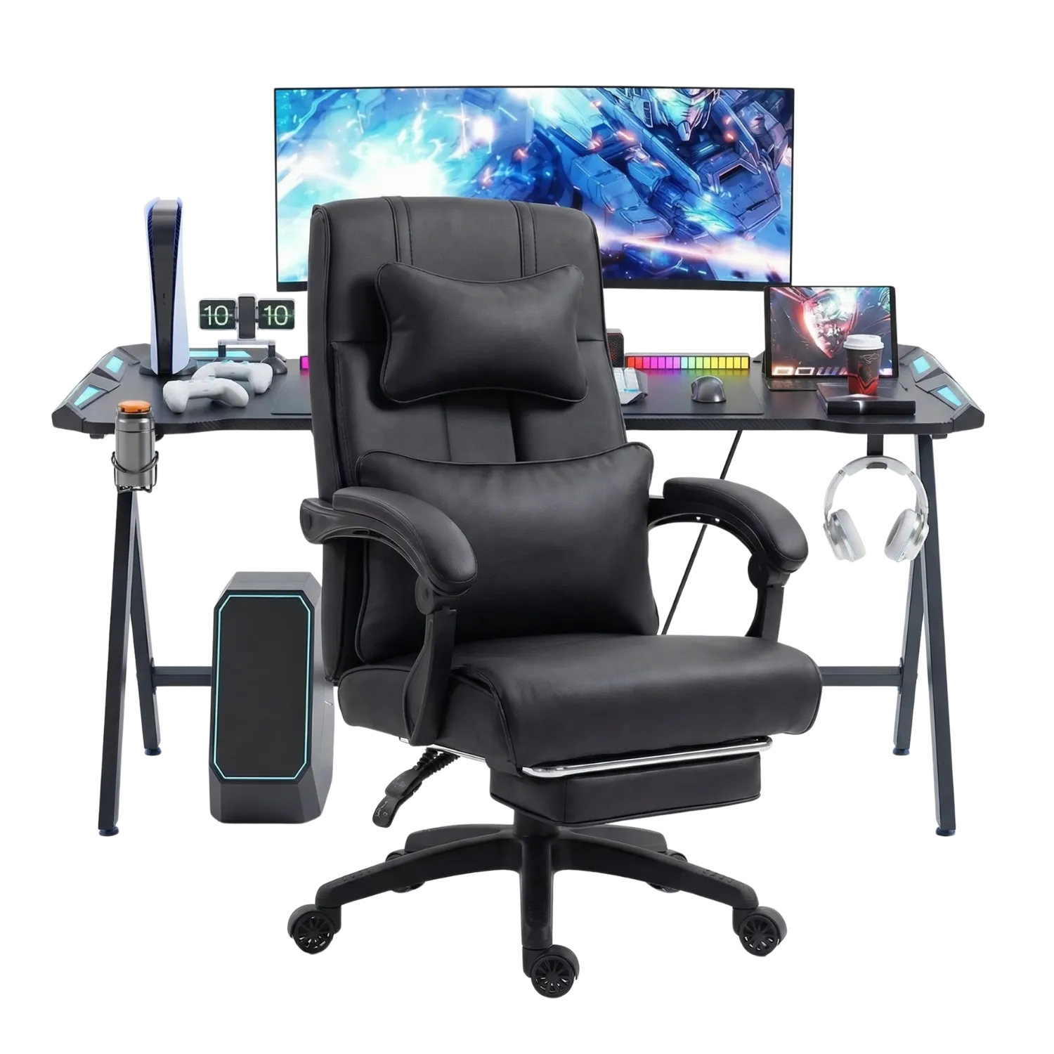 120cm LED Gaming Desk and Chair Bundle - Black
