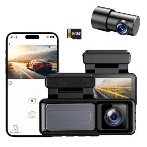 RUGOTUYONR 4K Dual Dash Cam with WiFi, Night Vision and 64GB Card