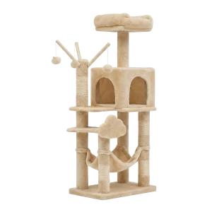Beige 117cm 5-Tier Cat Tower with Condo, Hammock, Cloud Platform & Scratching Posts