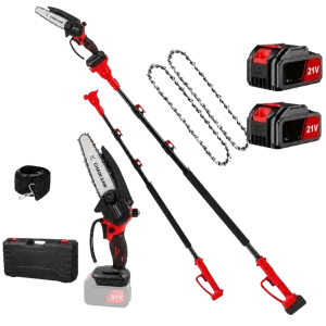 6-inch Brushed Electric Saw with Telescopic Extension Pole – Adjustable 1.07–2.05m Cordless 21V Pole Chainsaw Kit
