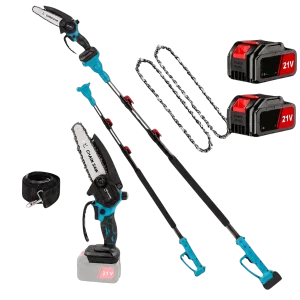 6-inch Brushed Electric Saw with Telescopic Extension Pole – Adjustable 1.07–2.05m Cordless 21V Pole Chainsaw Kit