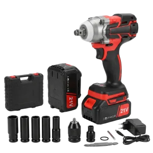 21V Cordless Impact Wrench with 2 Batteries and Socket Set