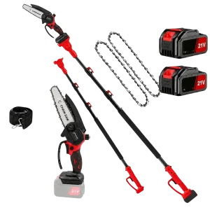 6-inch Brushed Electric Saw with Telescopic Extension Pole – Adjustable 1.07–2.05m Cordless 21V Pole Chainsaw Kit