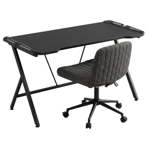 120cm LED Gaming Desk and Gray Criss Cross Office Chair Bundle