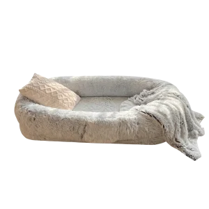 Human-Sized Calming Dog Bed (6XL, Grey) - Giant 185cm Orthopedic Plush Bed for People and Large Dogs