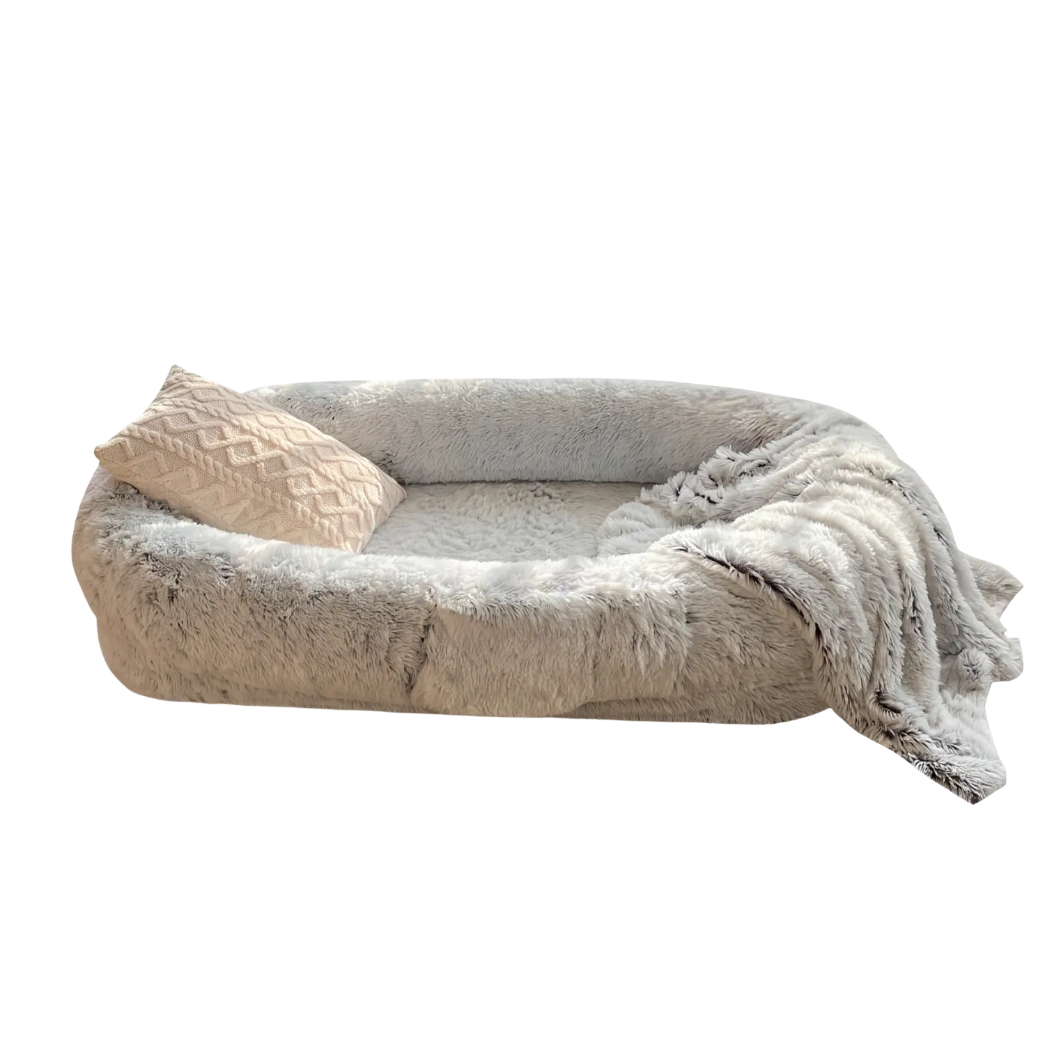 Human Sized Calming Dog Bed (6XL, Grey) – Giant 185cm Orthopedic Plush Bed for People and Large Dogs