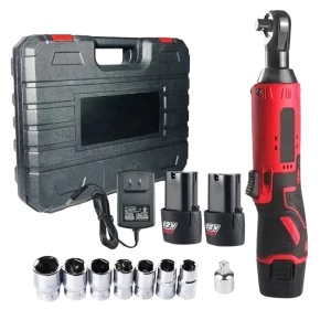 12V Cordless Lithium Ratchet Wrench 61Nm with 2 Batteries, 7 Sockets and Case