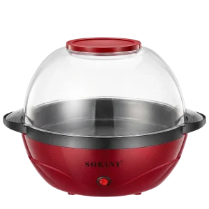 SOKANY 850W Electric Popcorn Maker with Stirring Rod, 3.6L Non-Stick Bowl, Red