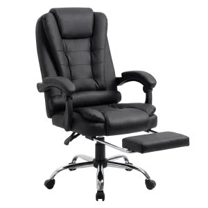 Executive Office Chair with Retractable Footrest - Black Tech Fabric