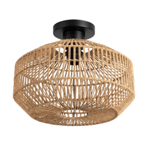 Hemp Rope Flush Mount Ceiling Light 30cm - E27 - Bulb Not Included