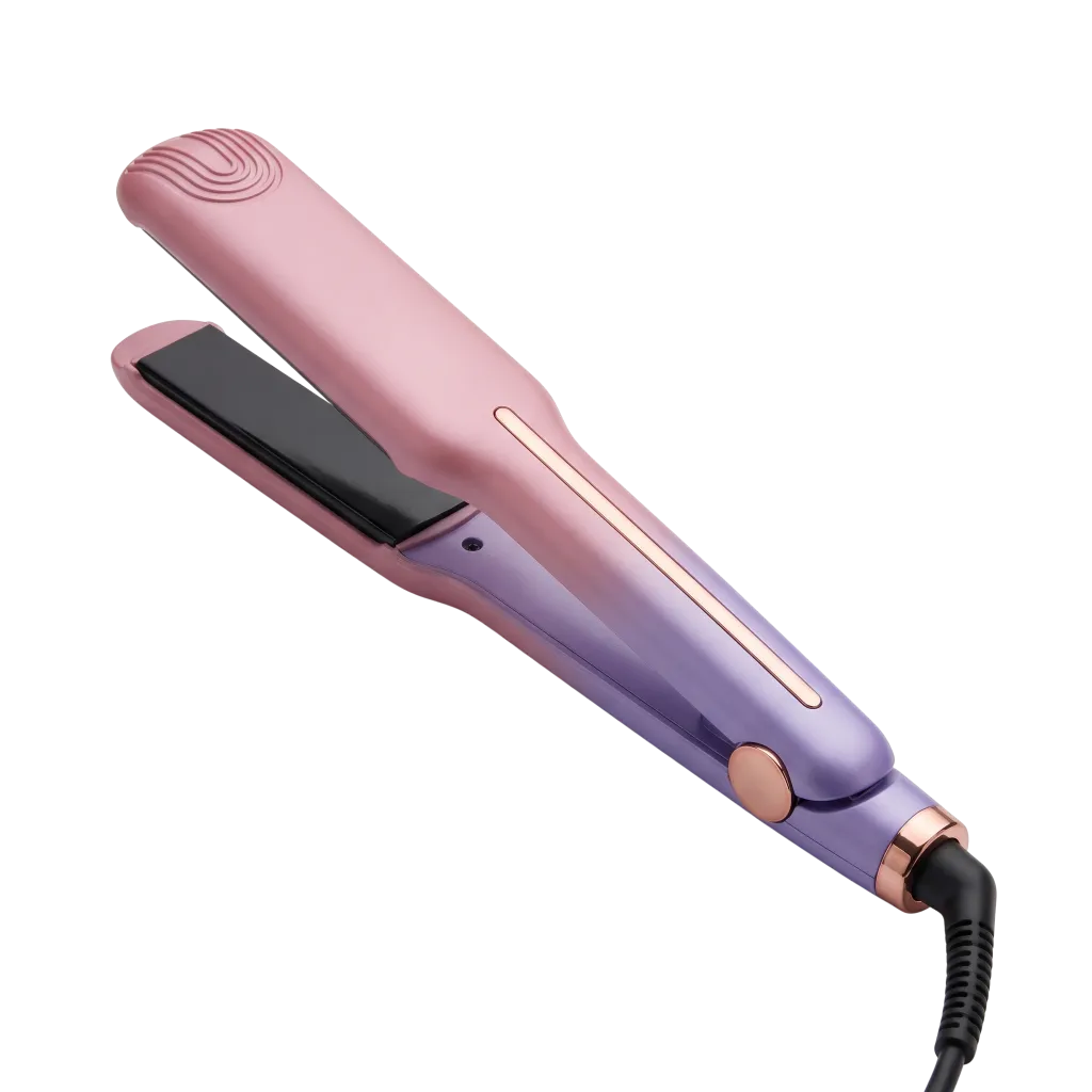 2-in-1 Professional Ceramic Hair Straightener & Curler, Fast Heat Styling Iron, 120-230°C Adjustable Temperature, Pink